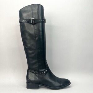 Sam Edelman Womens 6.5M Paxton Boot Black Leather Studded Tall Riding Equestrian